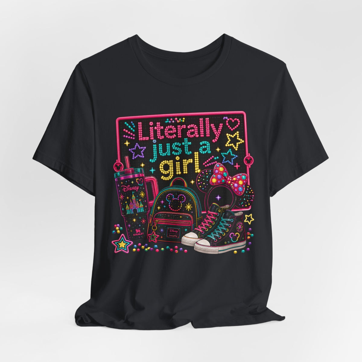 Literally Just a Girl Graphic Tee — Cute Neon Back-to-School Shirt