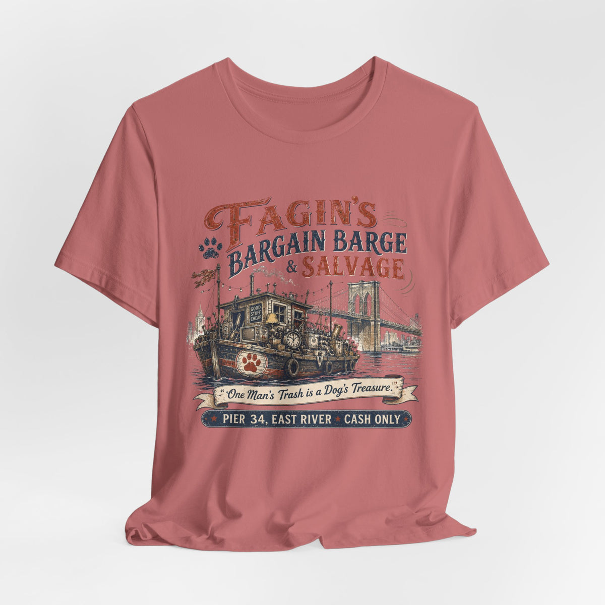 Fagin’s Bargain Barge Tee — Vintage Salvage Pier 34 East River Graphic Shirt
