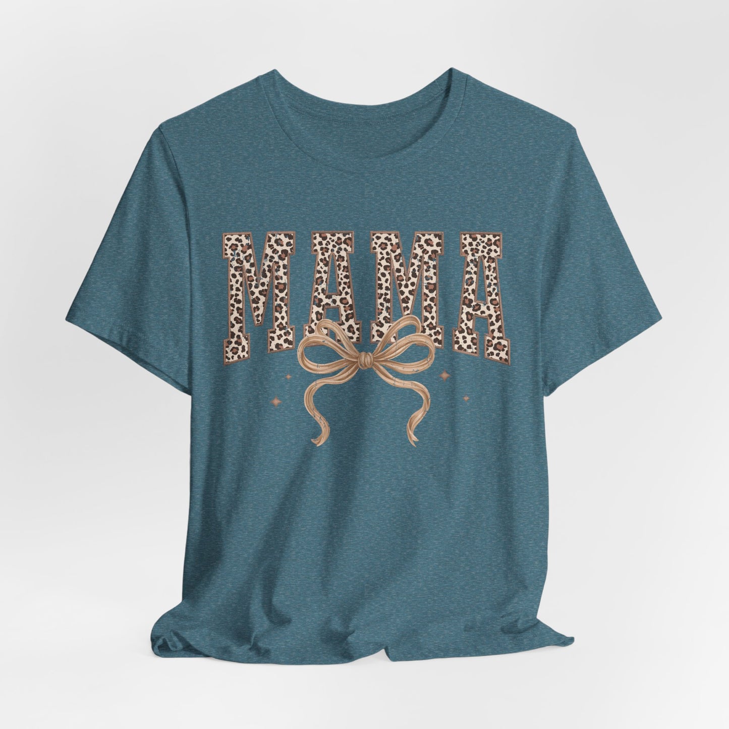 Mama Leopard Print Tee — Floral Bow Mother's Day Shirt