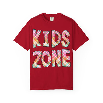 Kids Zone Daycare Comfort Colors Tee - Spring Pastels Plaid