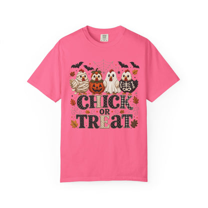 Faux Quilted Halloween Chick or Treat T‑Shirt