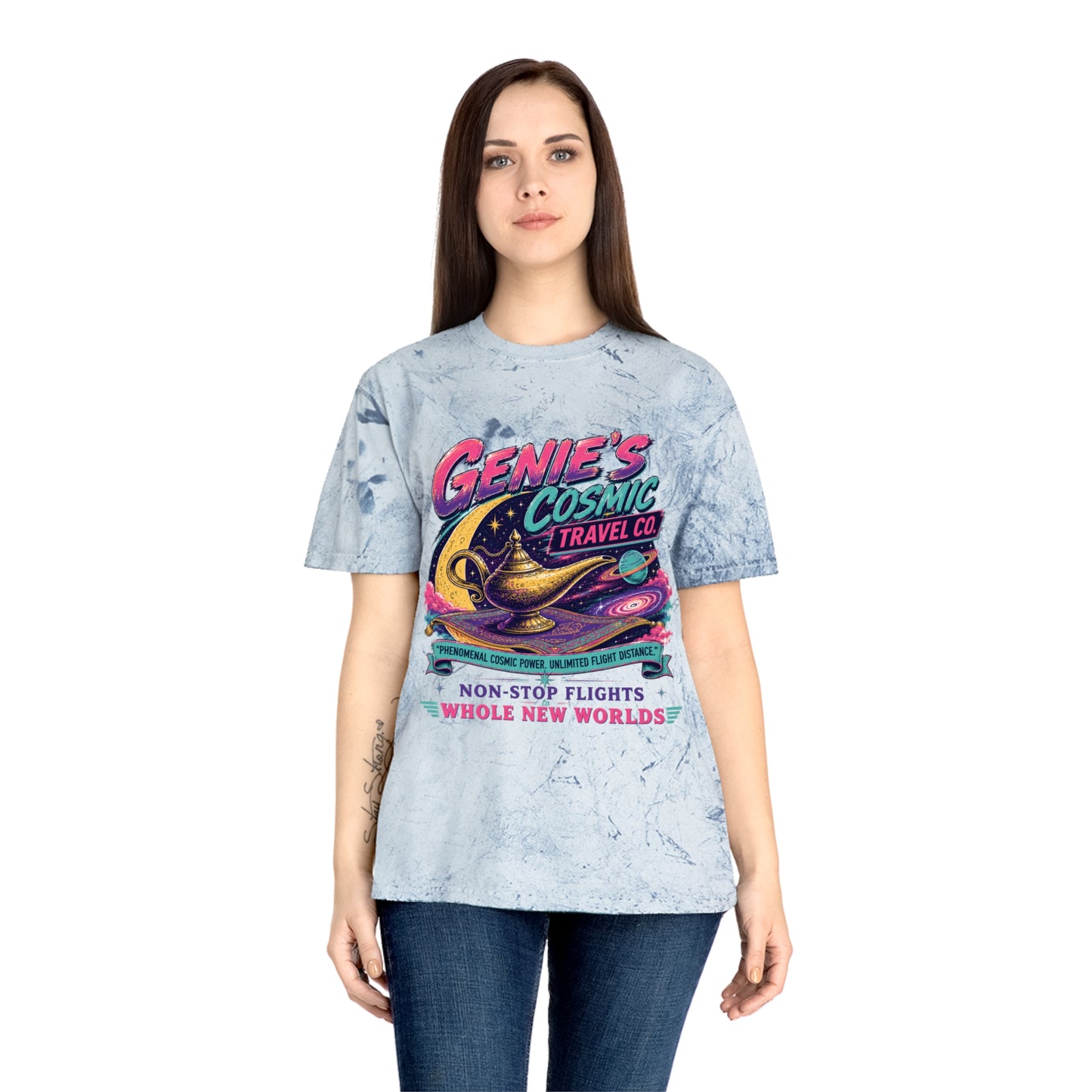 Genie’s Cosmic Travel Co. T‑Shirt — Retro Space Lamp Graphic