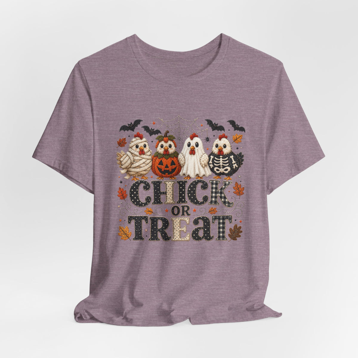 Faux Quilted Halloween Chick or Treat T‑Shirt