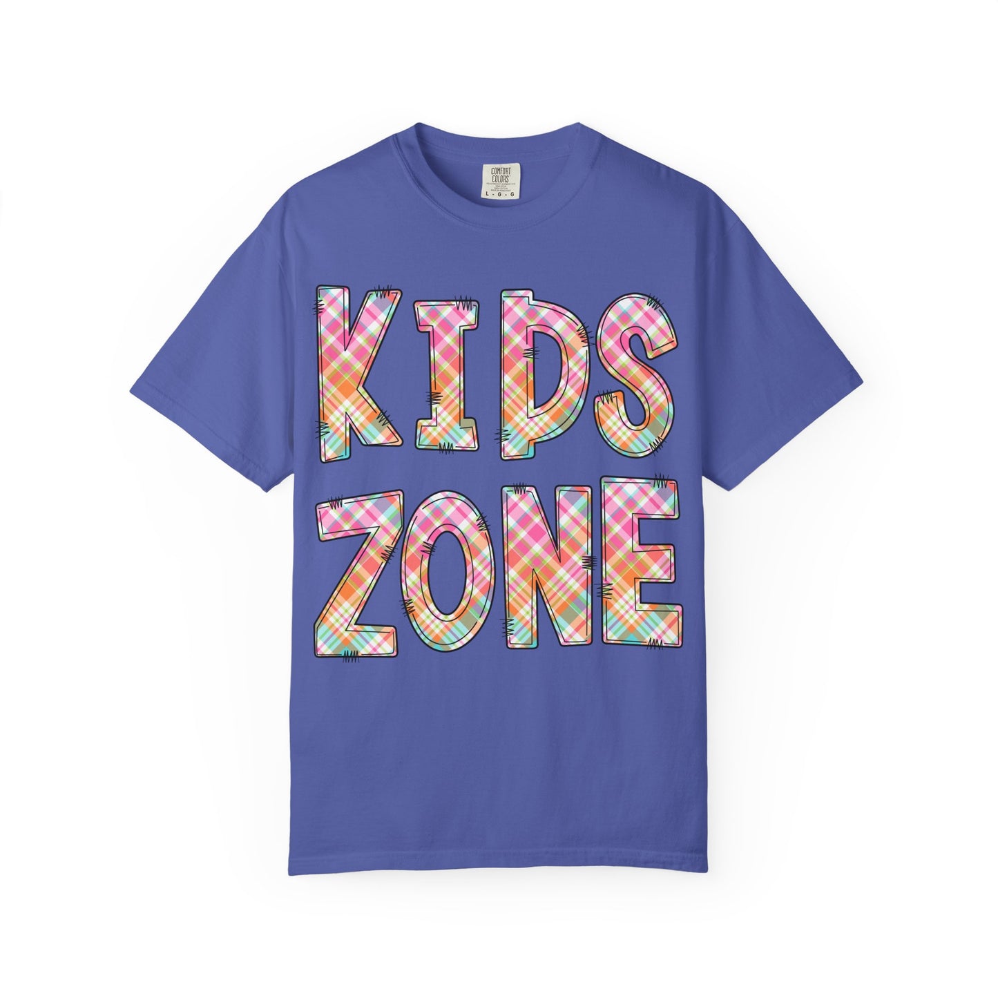 Kids Zone Daycare Comfort Colors Tee - Spring Pastels Plaid