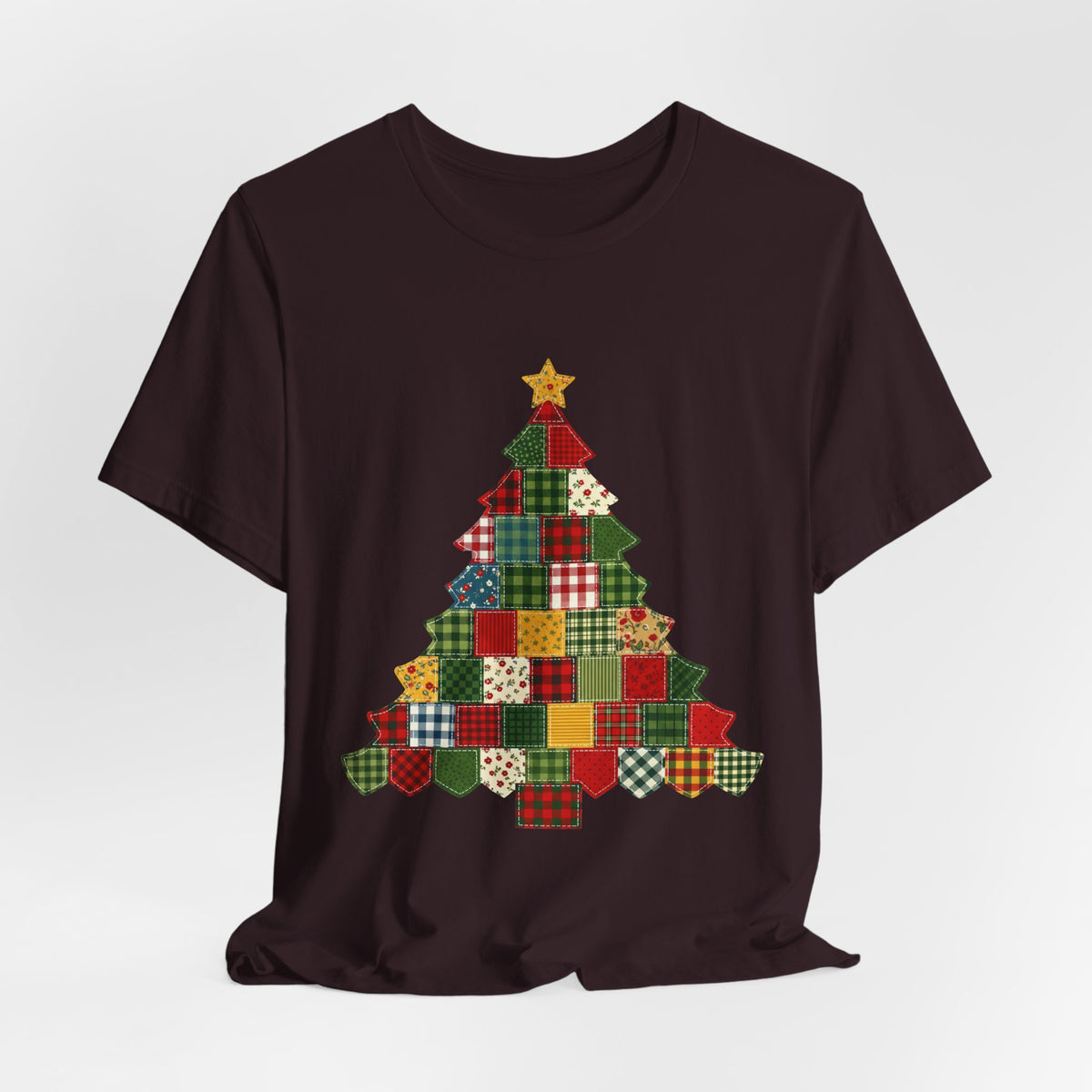 Faux Patchwork Christmas Tree Tee