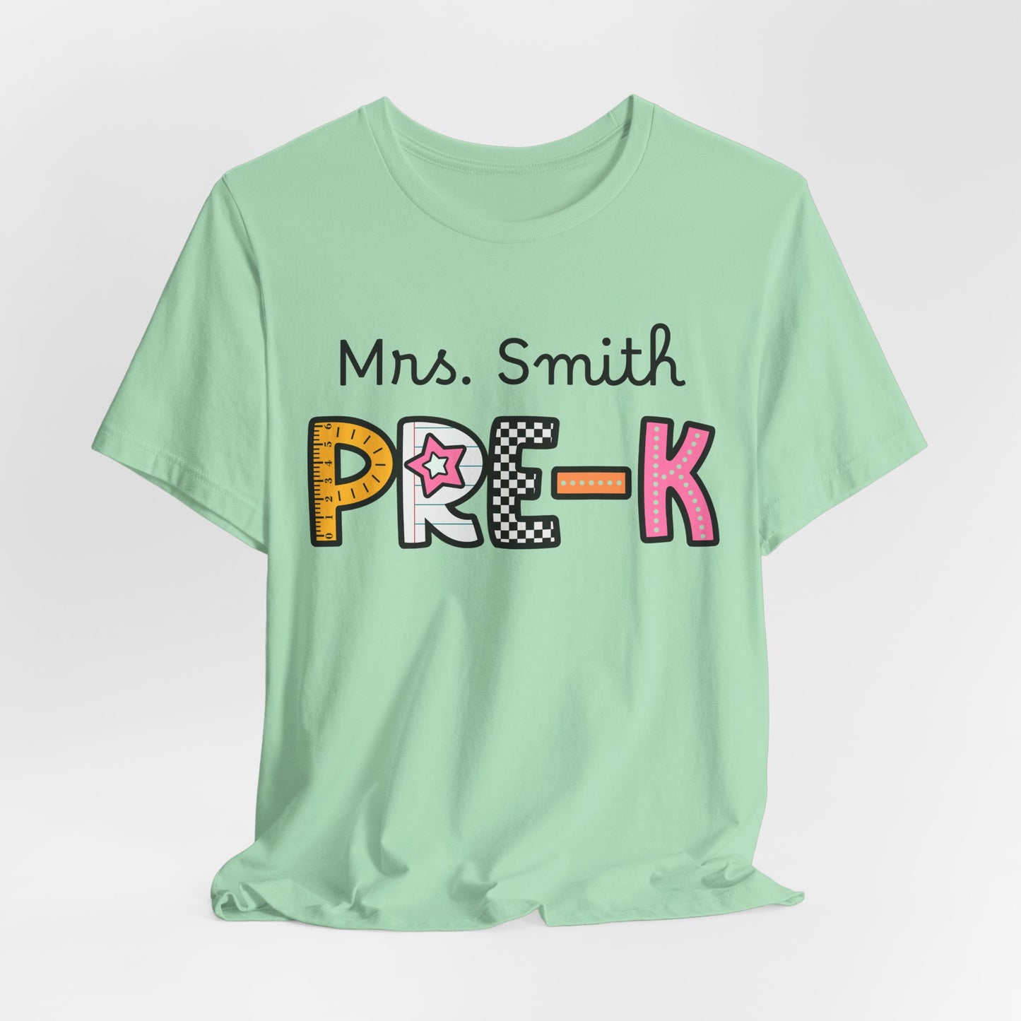 Personalized Colorful PRE-K Teacher Graphic Tee