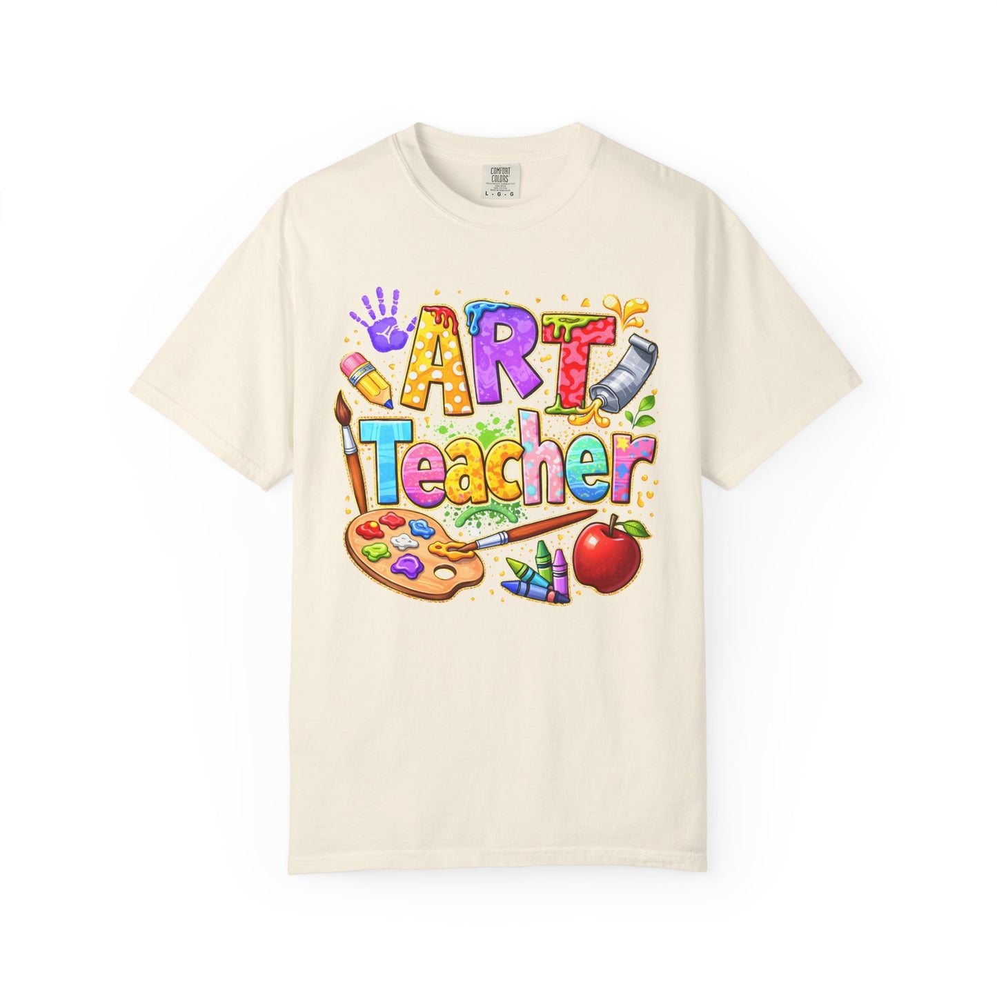 Art Teacher T-Shirt — Colorful Palette & Supplies Graphic Tee