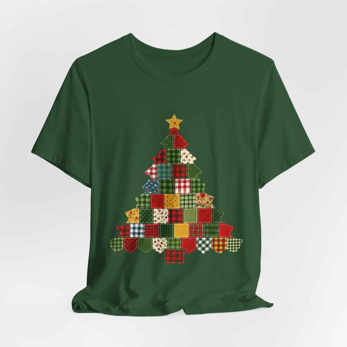 Faux Patchwork Christmas Tree Tee