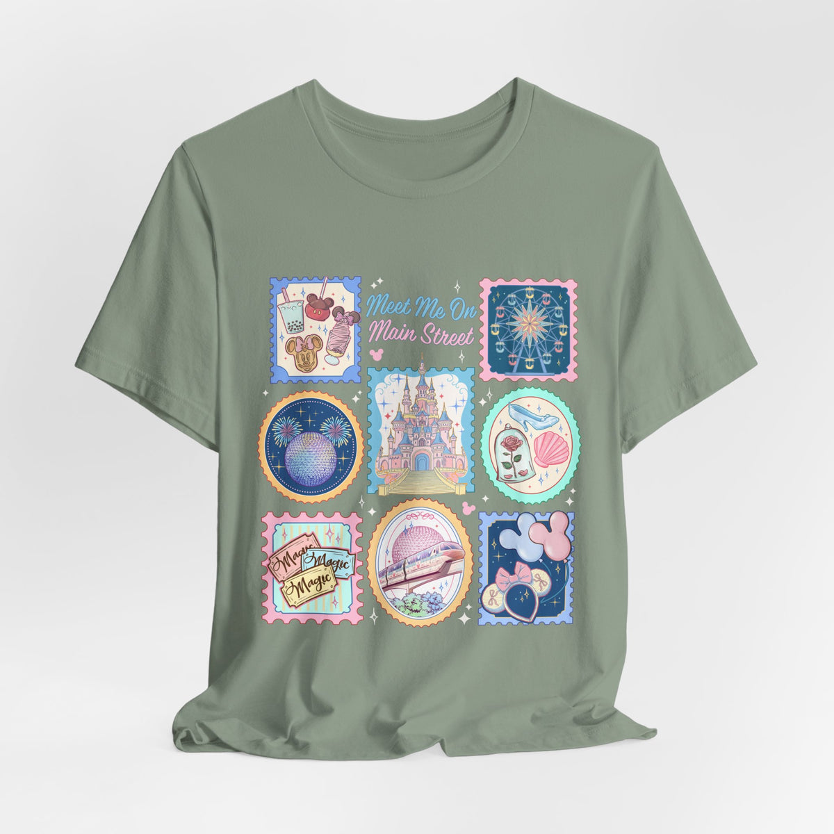 Meet Me On Main Street Cute Pastel Stamp Tee