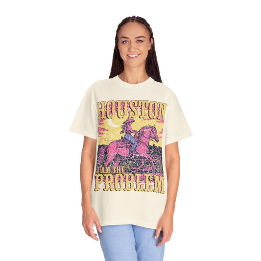 Houston, I am the Problem, Themed Unisex T-Shirt, Relaxed Fit Graphic Tee, Gift for Horse Lovers, Festival Apparel, Casual Wear, Vintage Style