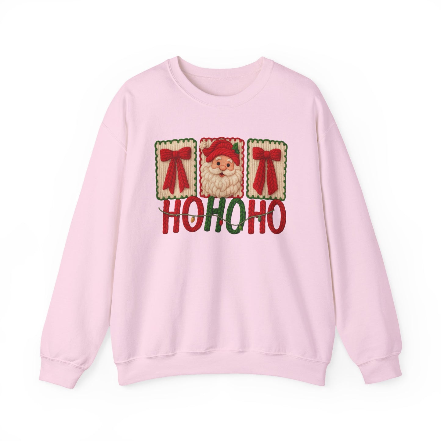 Ho Ho Ho Santa Patch Holiday Faux Yarn Christmas Crewneck