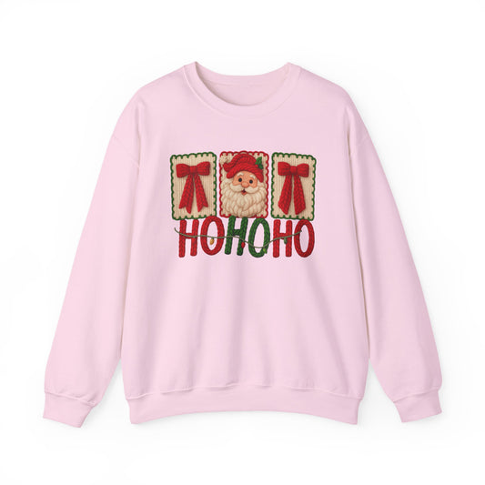 Ho Ho Ho Santa Patch Holiday Faux Yarn Christmas Crewneck