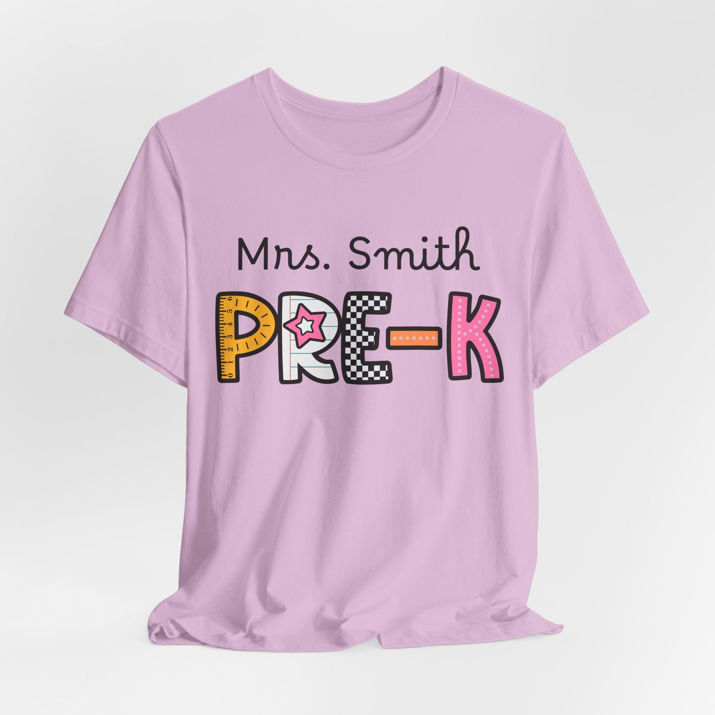 Personalized Colorful PRE-K Teacher Graphic Tee