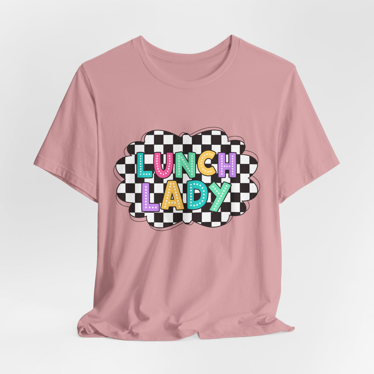 Lunch Lady T-Shirt — Retro Checkerboard Graphic Tee for School Staff & Cafeteria Heroes