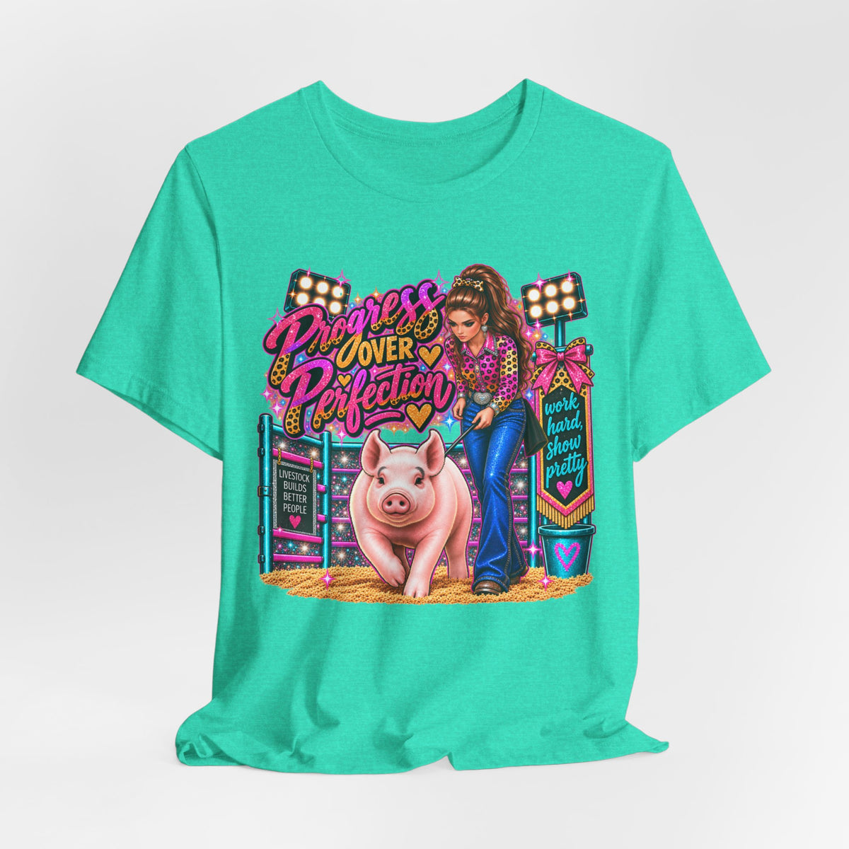 "Progress Over Perfection" Show Pig Tee
