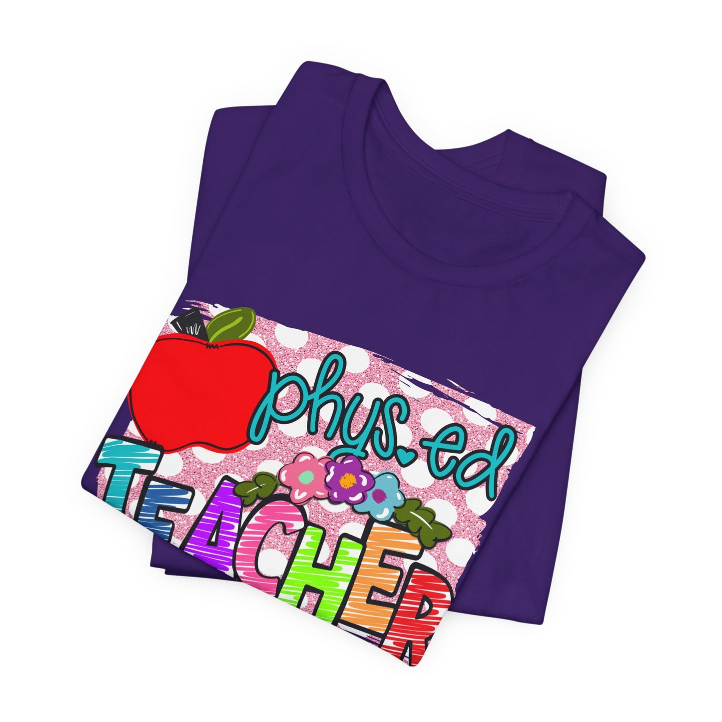 Colorful Faux Glitter Tee - PE Teacher