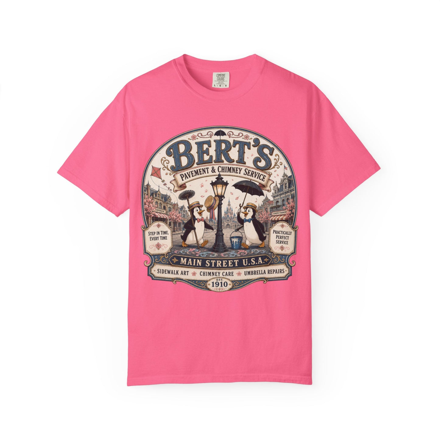 Vintage 'Bert's Pavement & Chimney Service' Graphic T-Shirt — Main Street USA Retro Tee