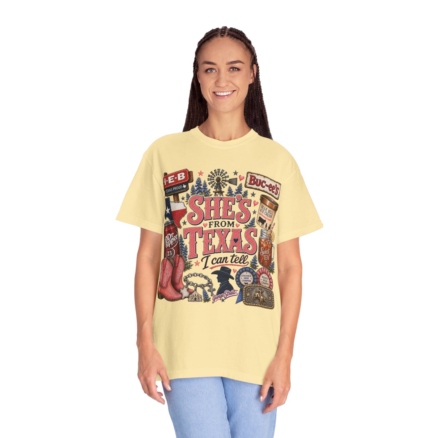 She's From Texas Graphic T-Shirt — Texas Pride Retro Icons Design