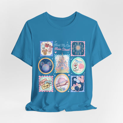 Meet Me On Main Street Cute Pastel Stamp Tee