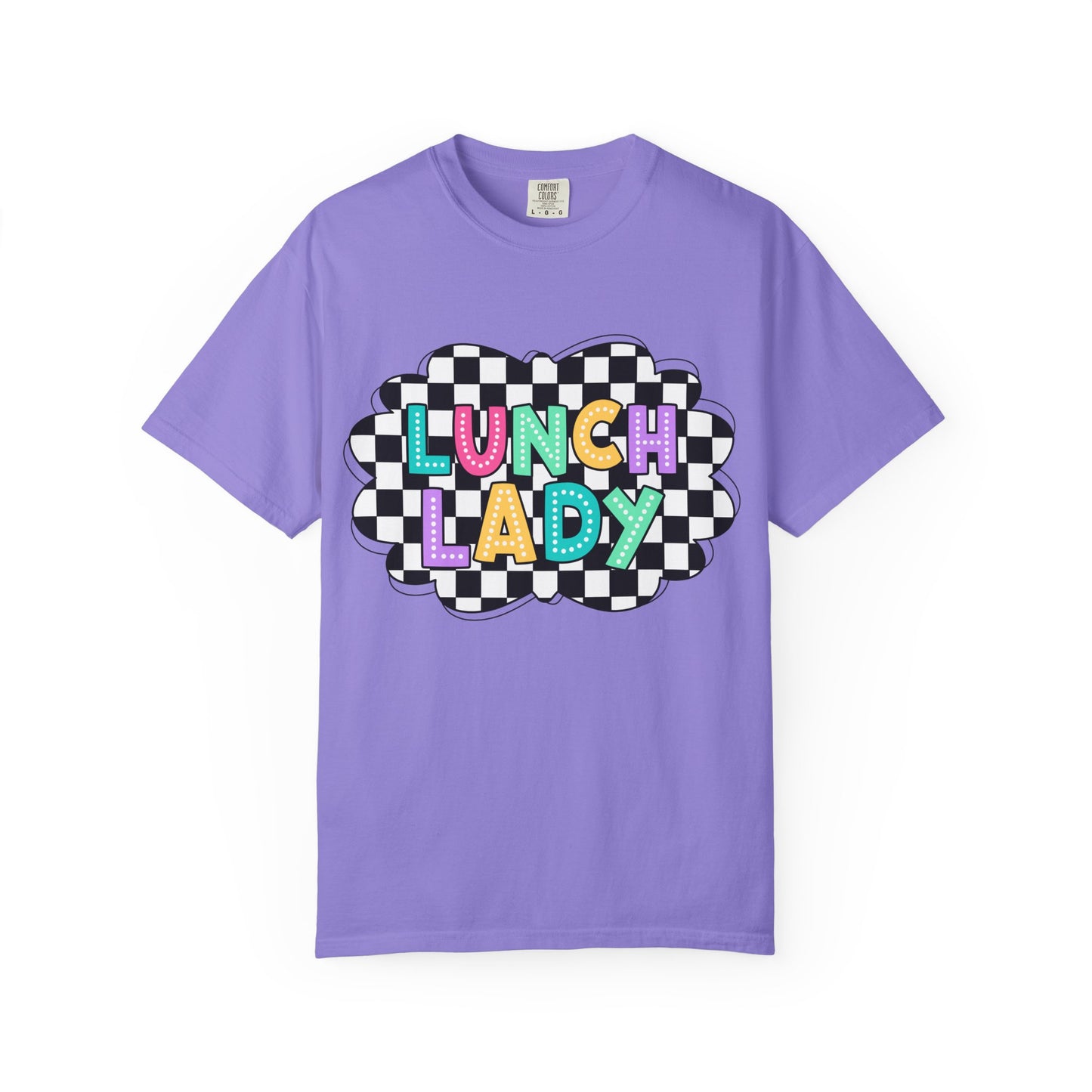 Lunch Lady T-Shirt — Retro Checkerboard Graphic Tee for School Staff & Cafeteria Heroes