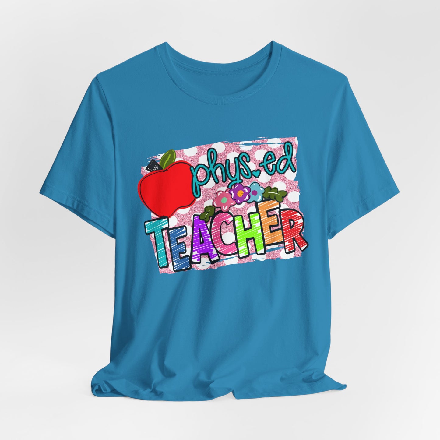 Colorful Faux Glitter Tee - PE Teacher