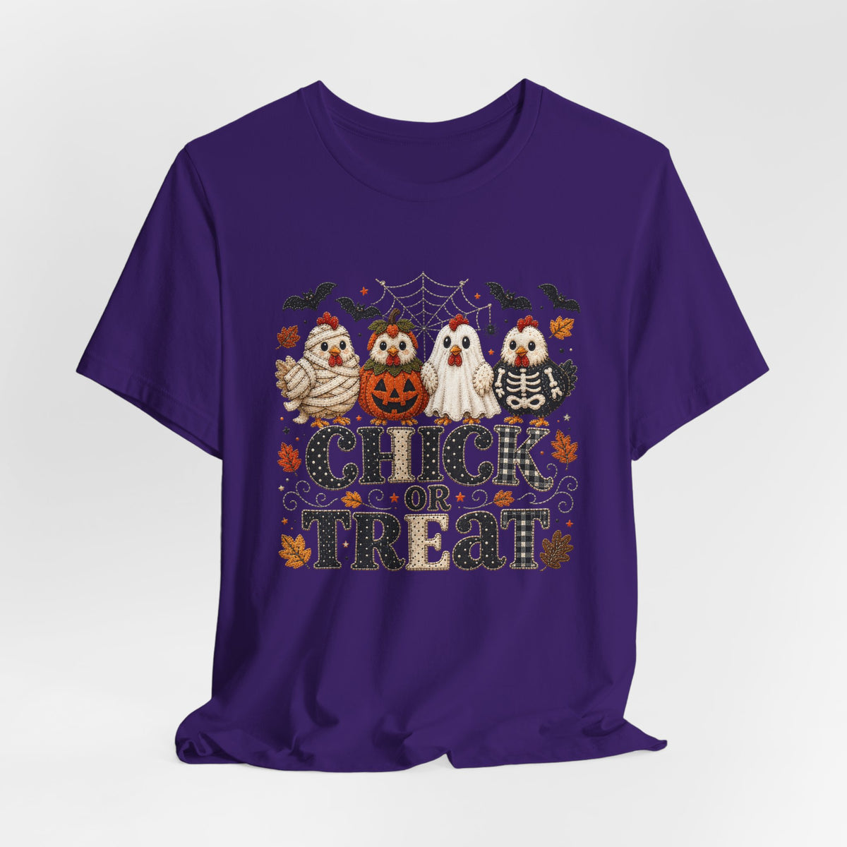 Faux Quilted Halloween Chick or Treat T‑Shirt