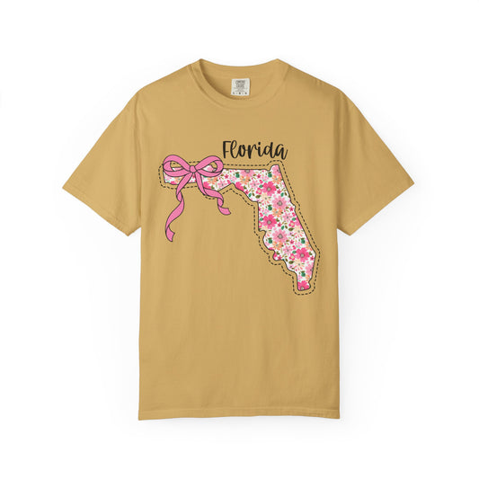 Florida Floral T-Shirt | Unisex Garment-Dyed Tee | Southern Charm Apparel, Gift for Texans, Casual Wear, Spring/Summer Fashion