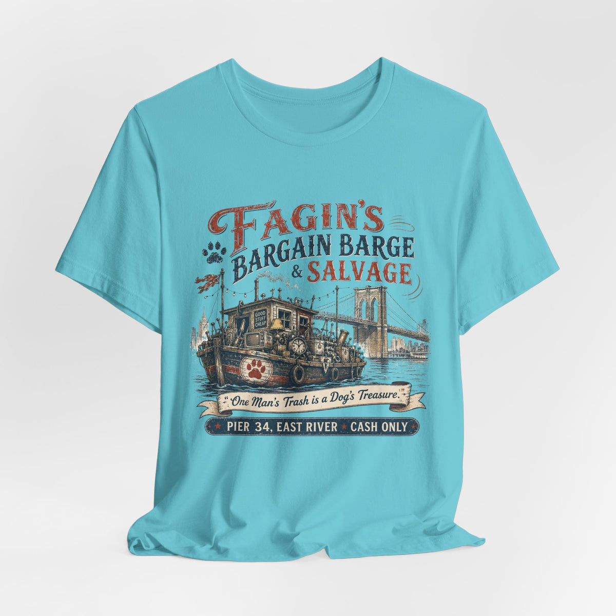 Fagin’s Bargain Barge Tee — Vintage Salvage Pier 34 East River Graphic Shirt