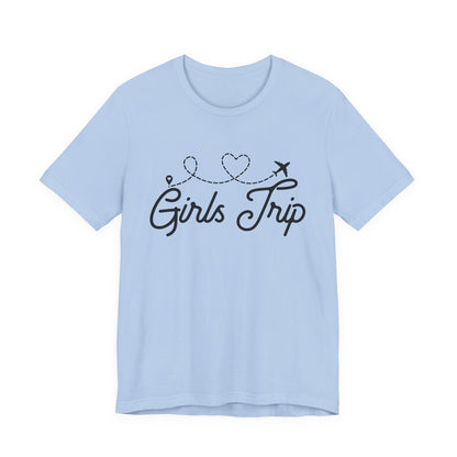 Girls Trip T-Shirt — Cute Plane Heart Graphic Tee for Bachelorette & Vacation