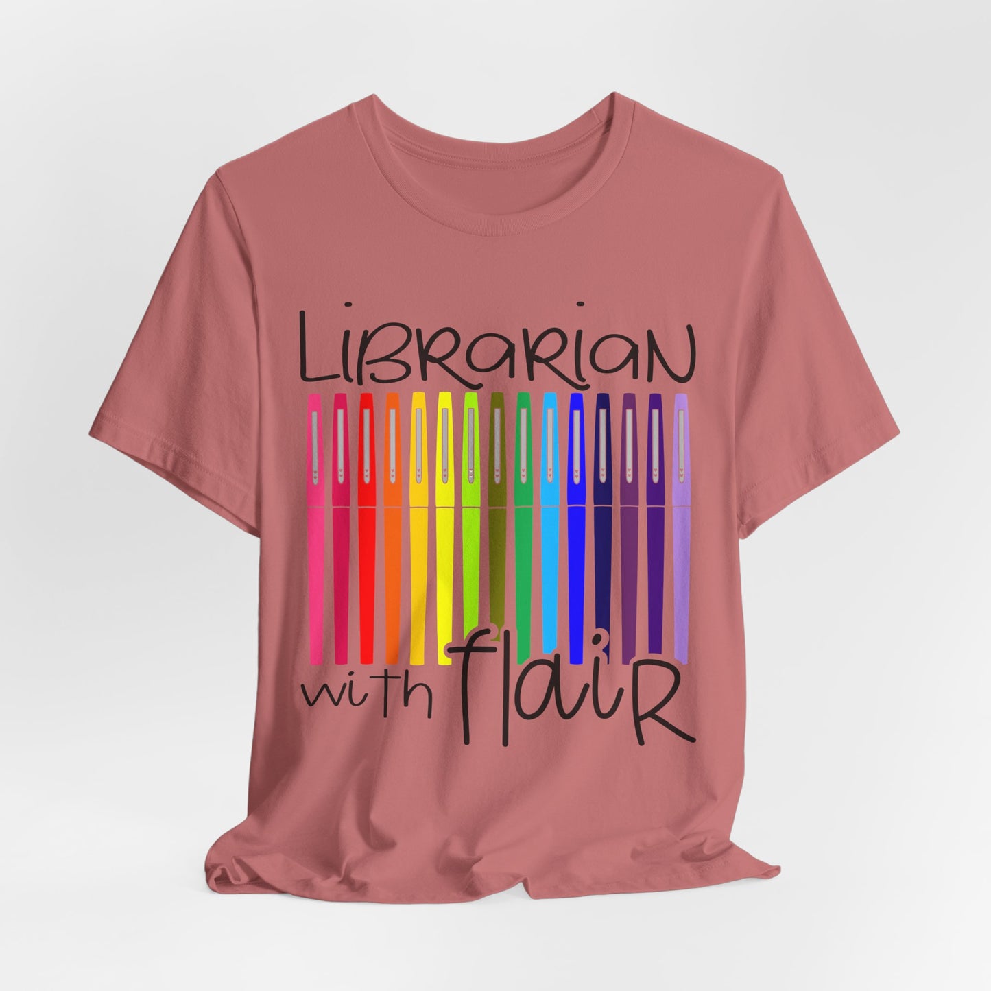 Rainbow Flair Pen School Staff Tee - Librarian With Flair