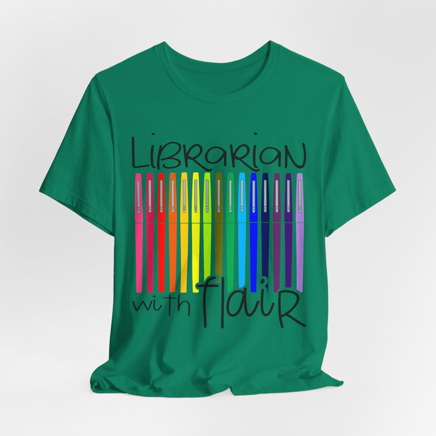 Rainbow Flair Pen School Staff Tee - Librarian With Flair