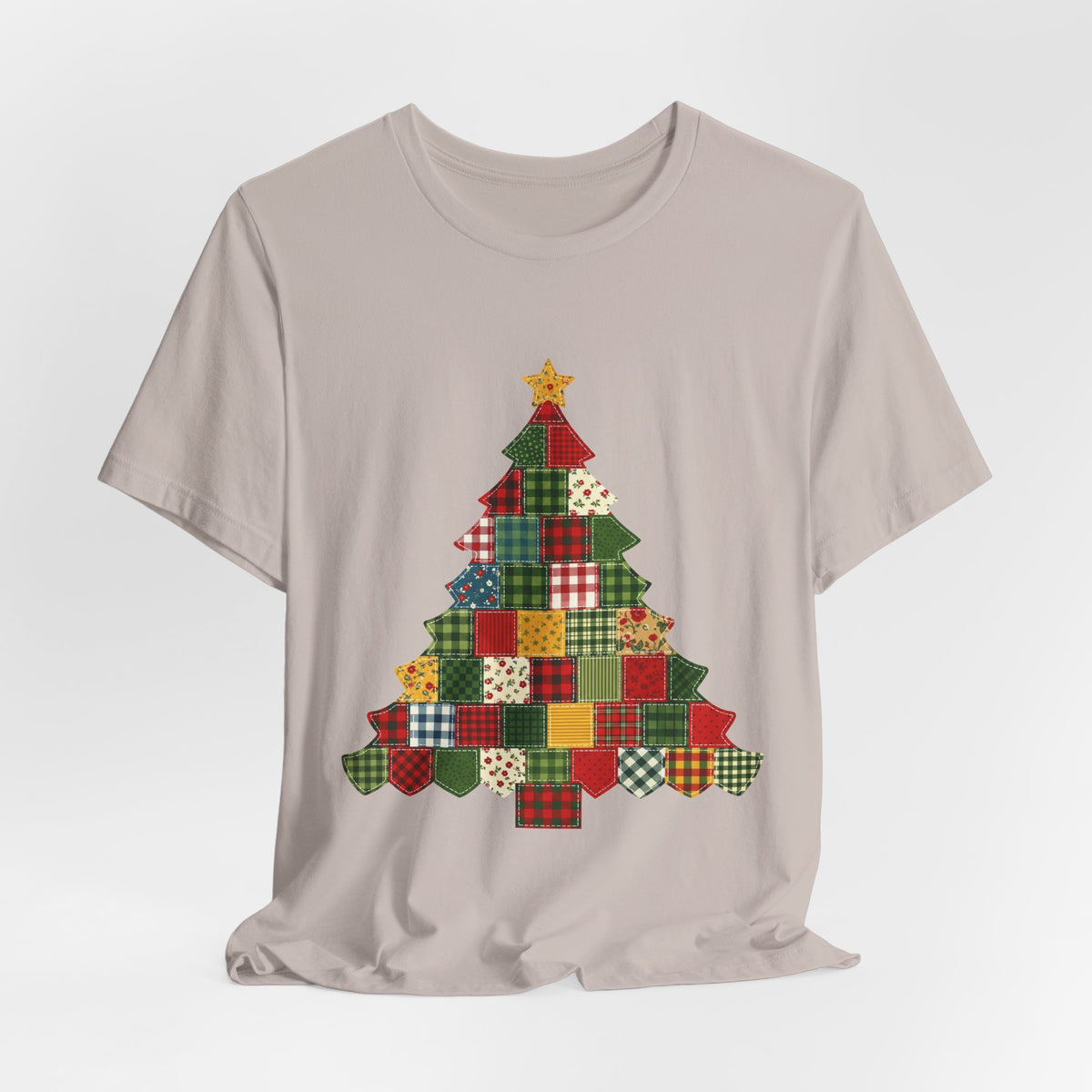 Faux Patchwork Christmas Tree Tee