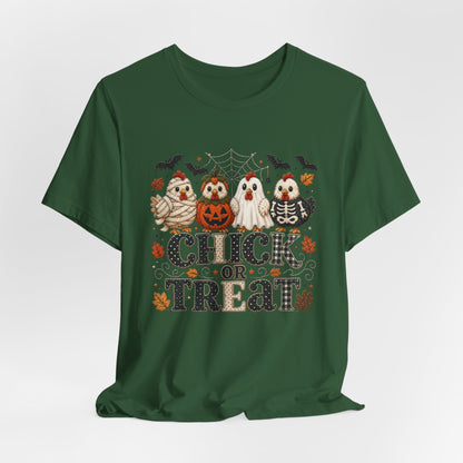 Faux Quilted Halloween Chick or Treat T‑Shirt