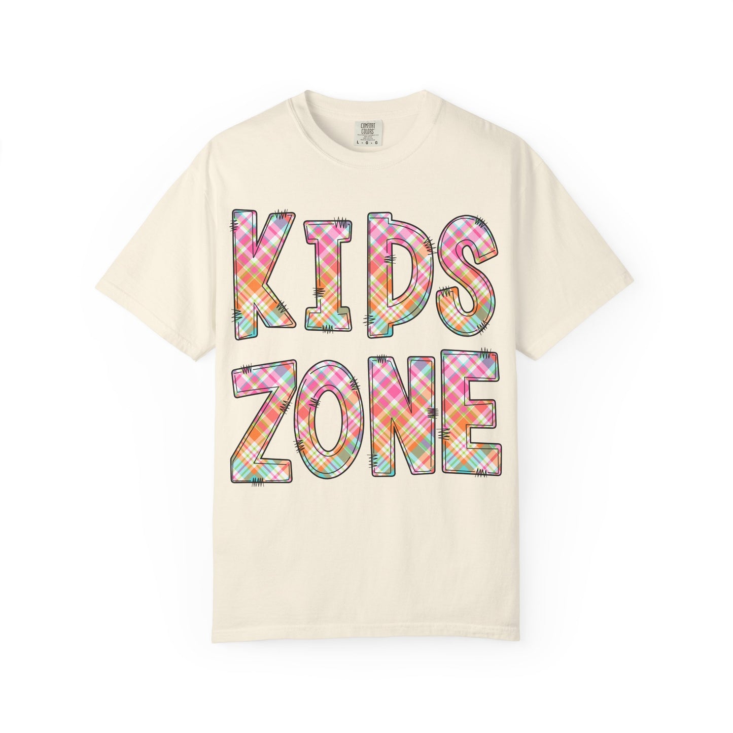 Kids Zone Daycare Comfort Colors Tee - Spring Pastels Plaid