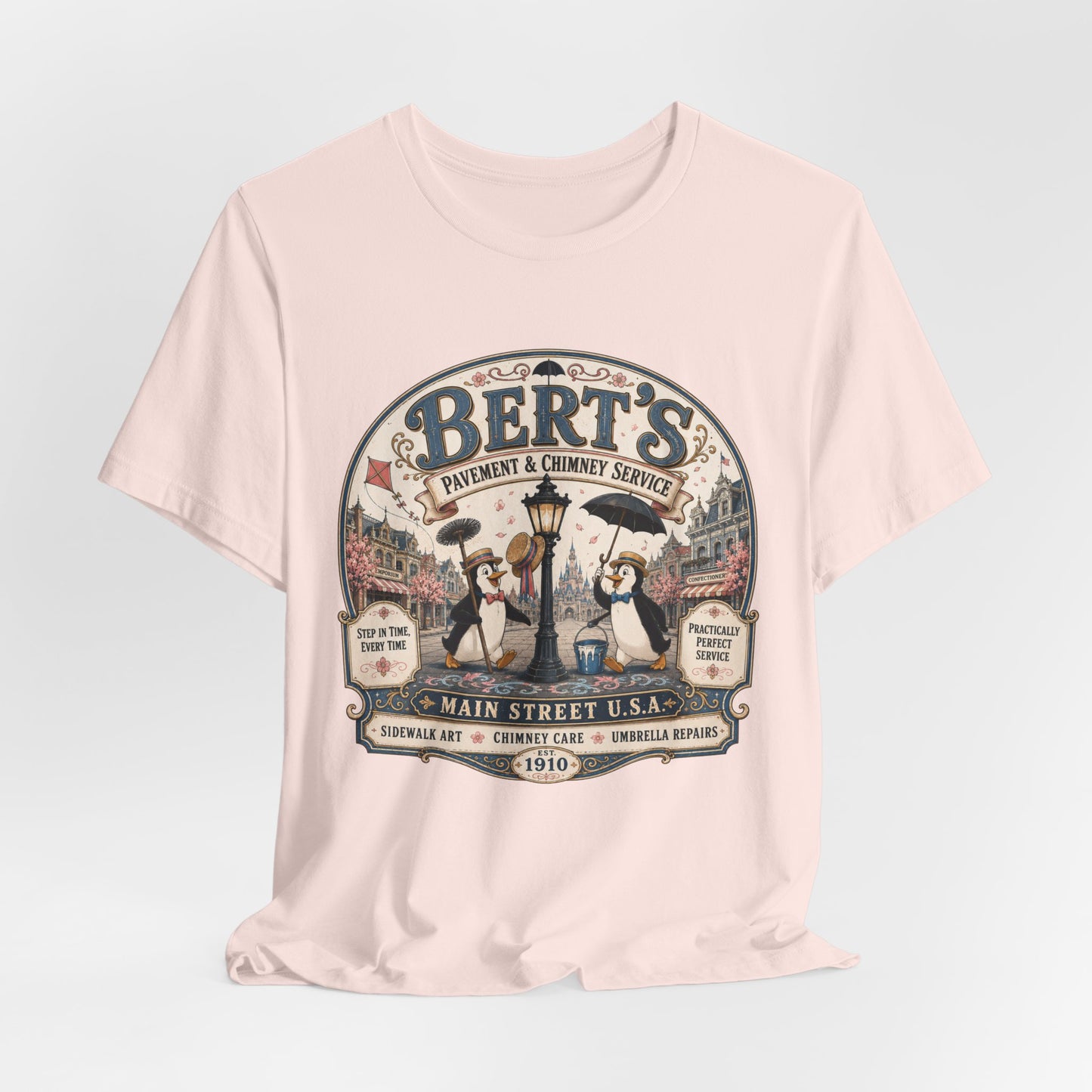 Vintage 'Bert's Pavement & Chimney Service' Graphic T-Shirt — Main Street USA Retro Tee