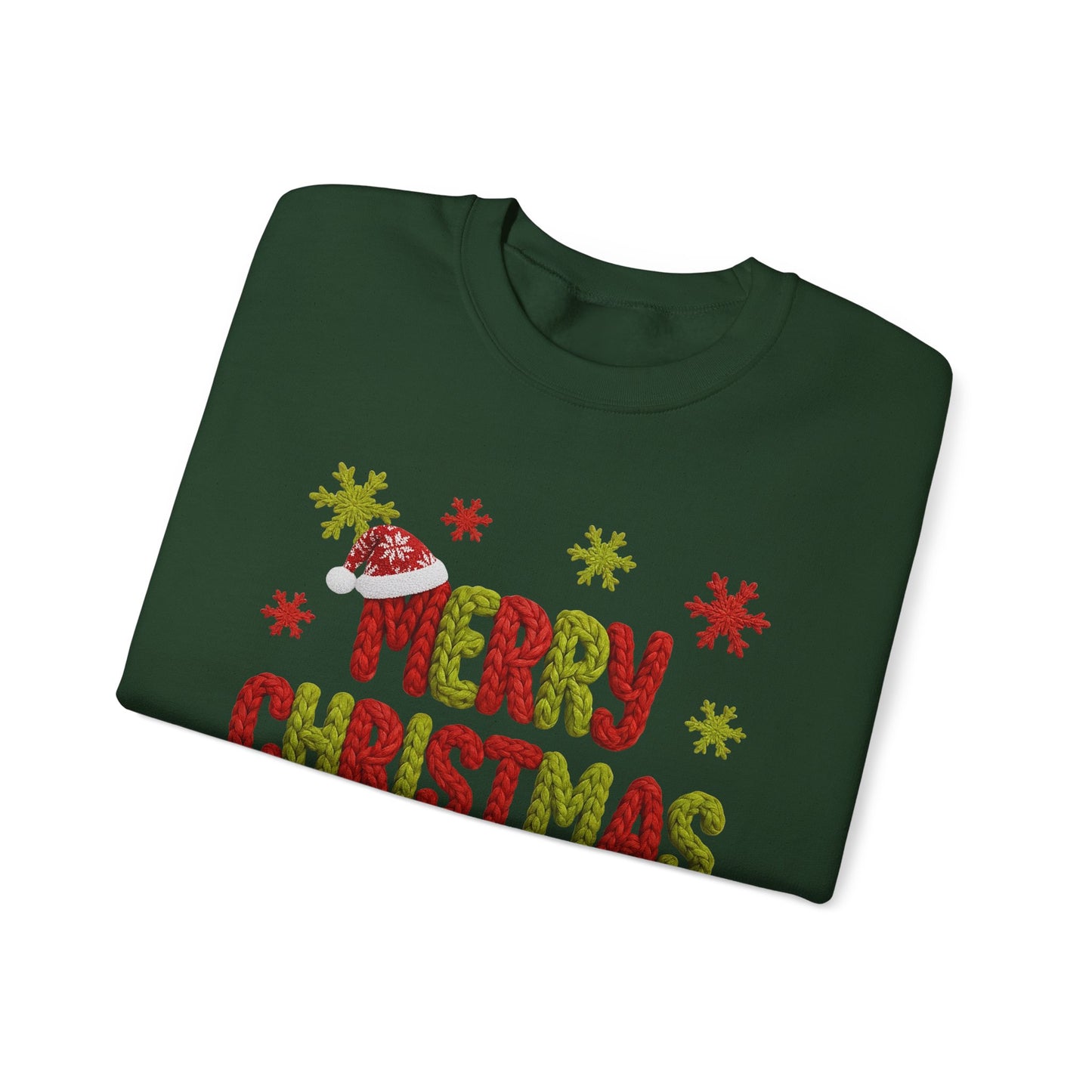 Merry Christmas Festive Yarn Holiday Sweatshirt Christmas Crewneck