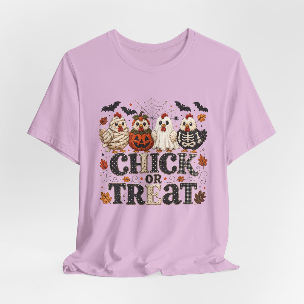 Faux Quilted Halloween Chick or Treat T‑Shirt