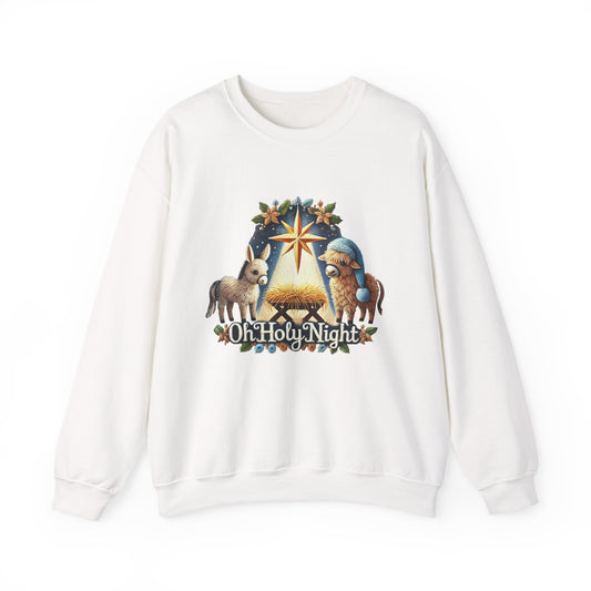 Oh Holy Night Sweatshirt Nativity Star Crewneck