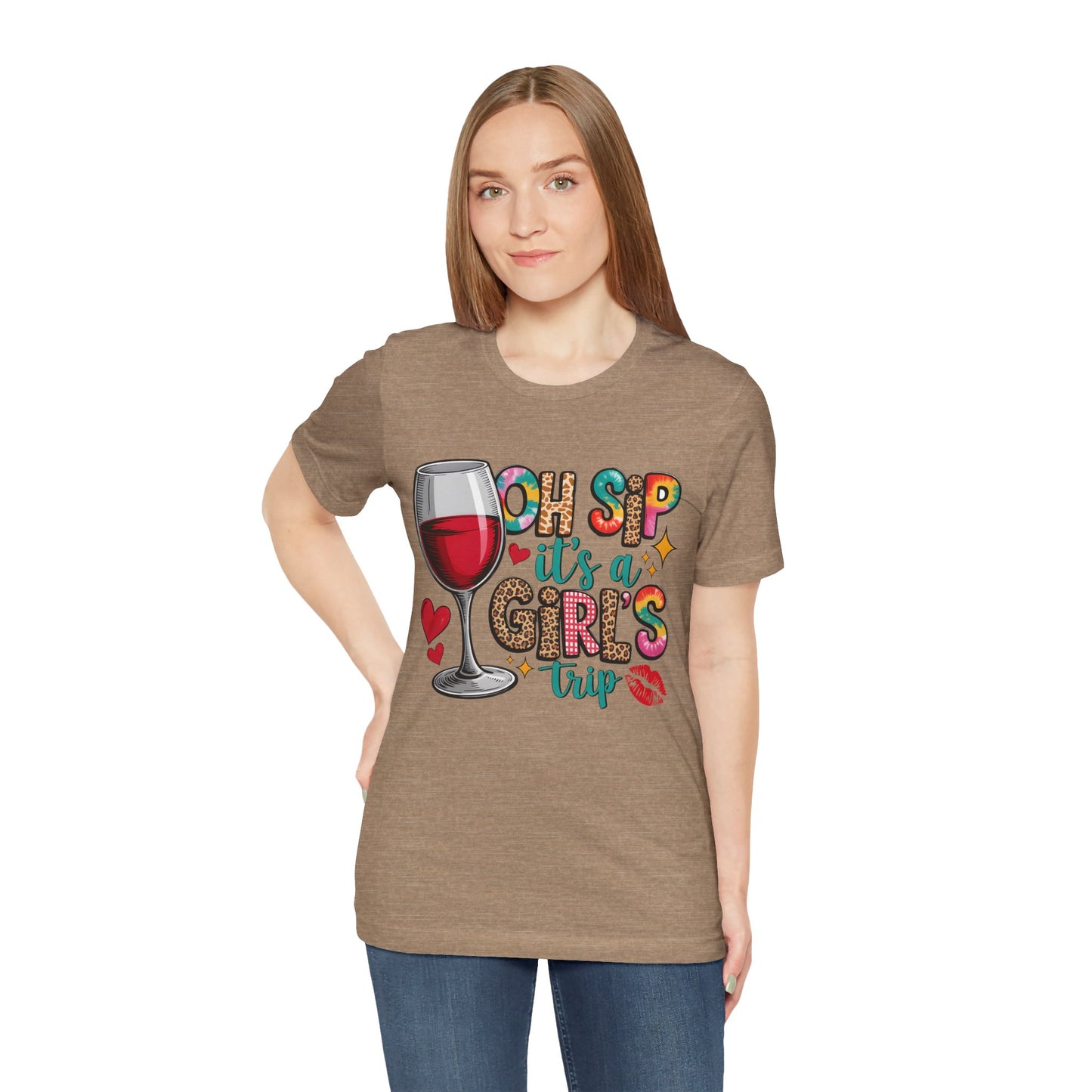 Oh Sip It’s A Girls Trip T‑Shirt — Wine Glass Bachelorette & Girls’ Trip Tee