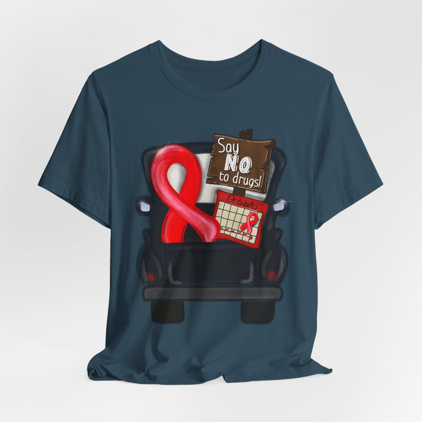 Say No to Drugs Red Ribbon Tee — Anti-Drug Awareness