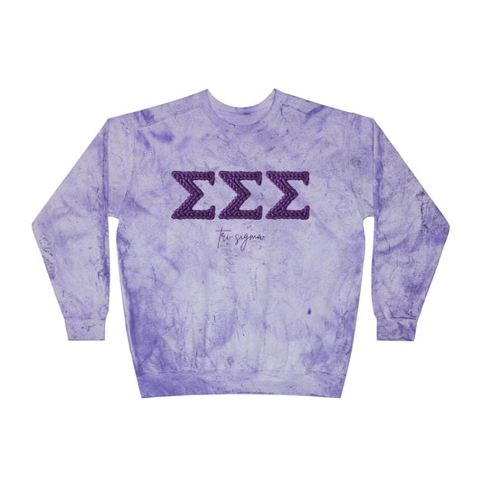 Sigma Sigma Sigma Purple Tie-Dye Crewneck Sweatshirt