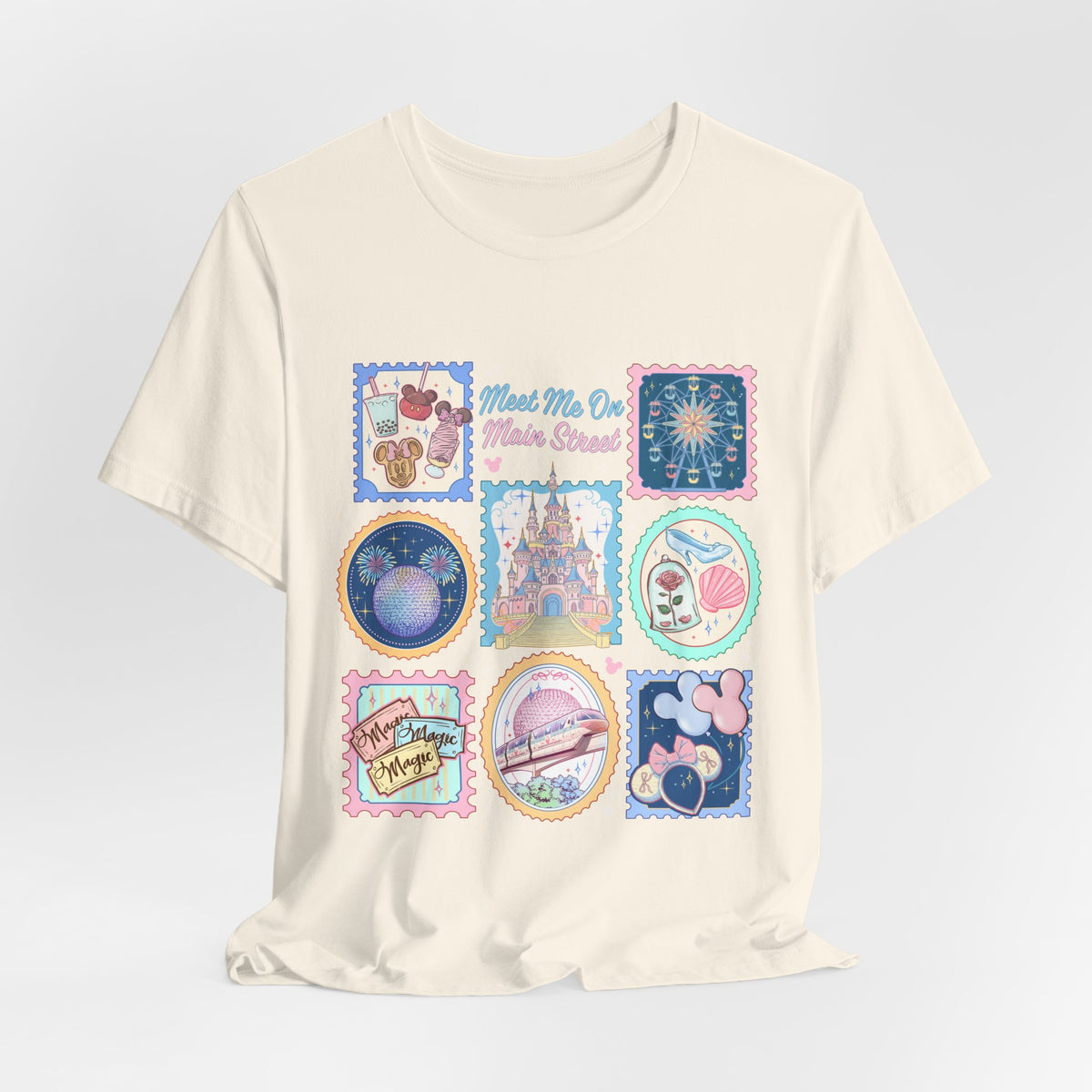 Meet Me On Main Street Cute Pastel Stamp Tee