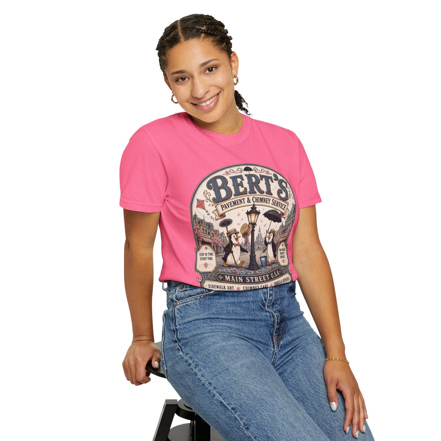 Vintage 'Bert's Pavement & Chimney Service' Graphic T-Shirt — Main Street USA Retro Tee