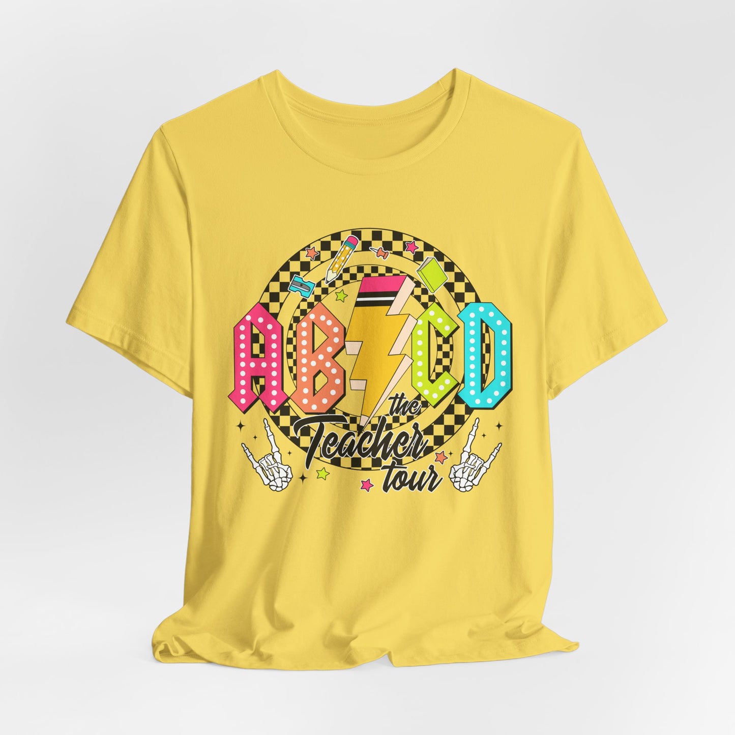 Retro ABCD Rock Tour Teacher Tee