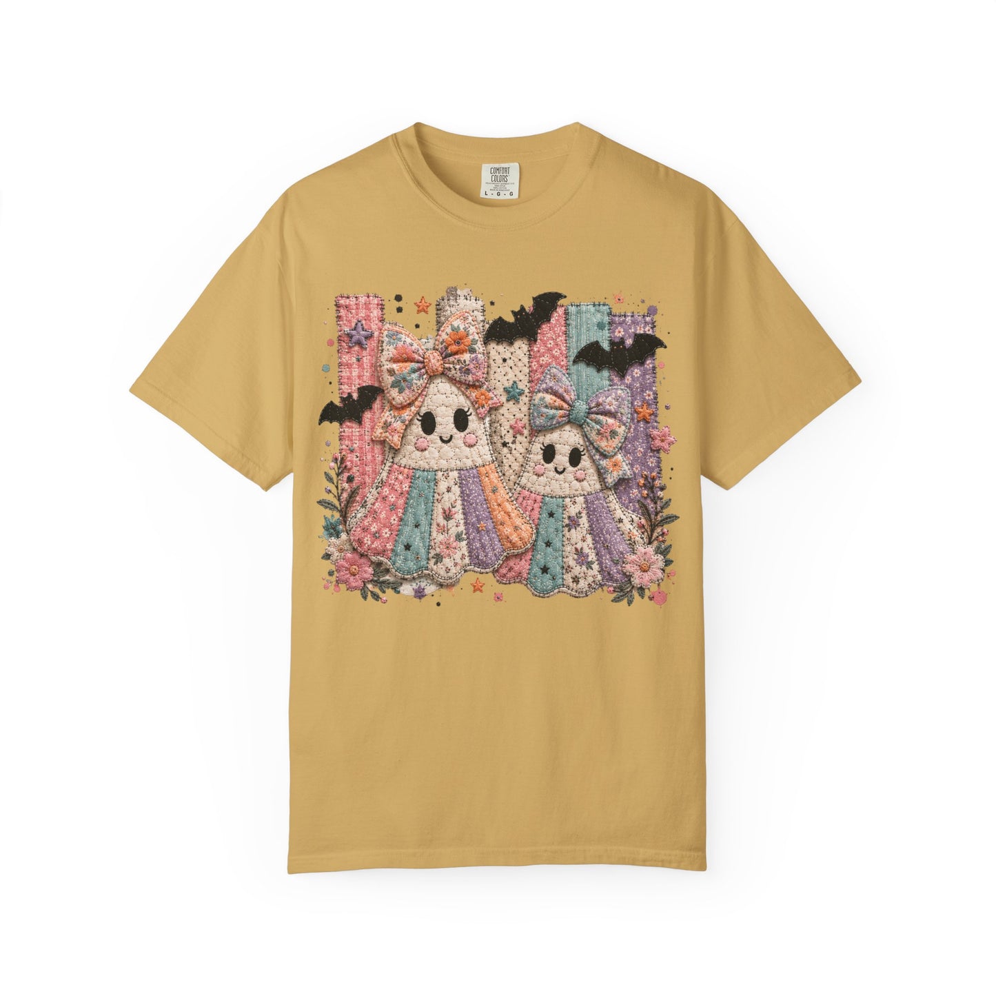 Quilted Cute Ghost Sisters Halloween T-Shirt
