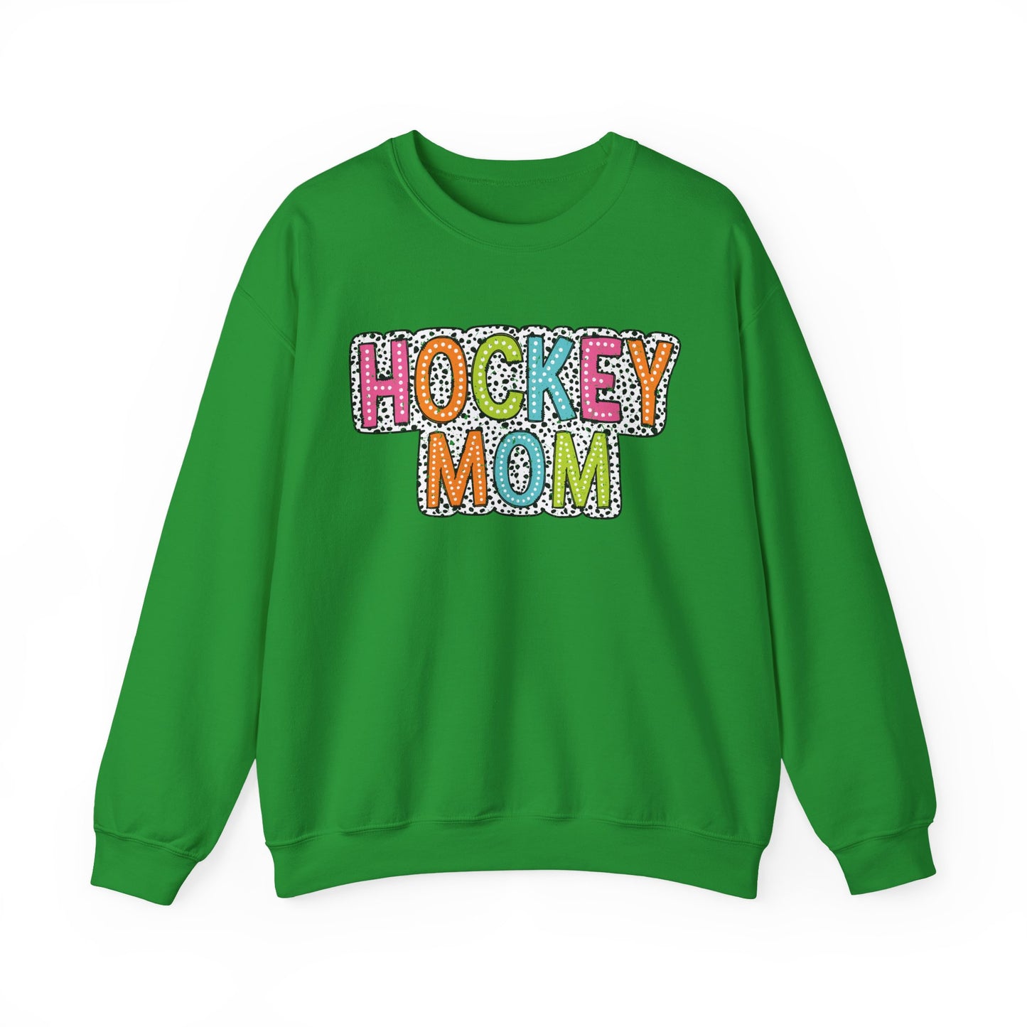 Colorful Dalmation Print Hockey Mom Crewneck Sweatshirt