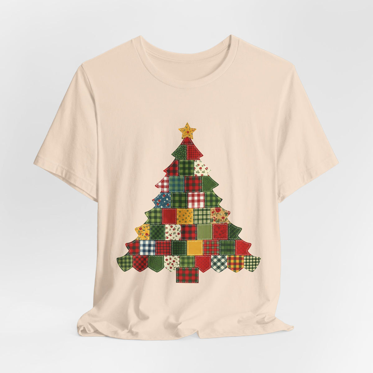 Faux Patchwork Christmas Tree Tee