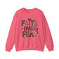 Faith Over Fear Faux Yarn Sweatshirt Holiday Crewneck