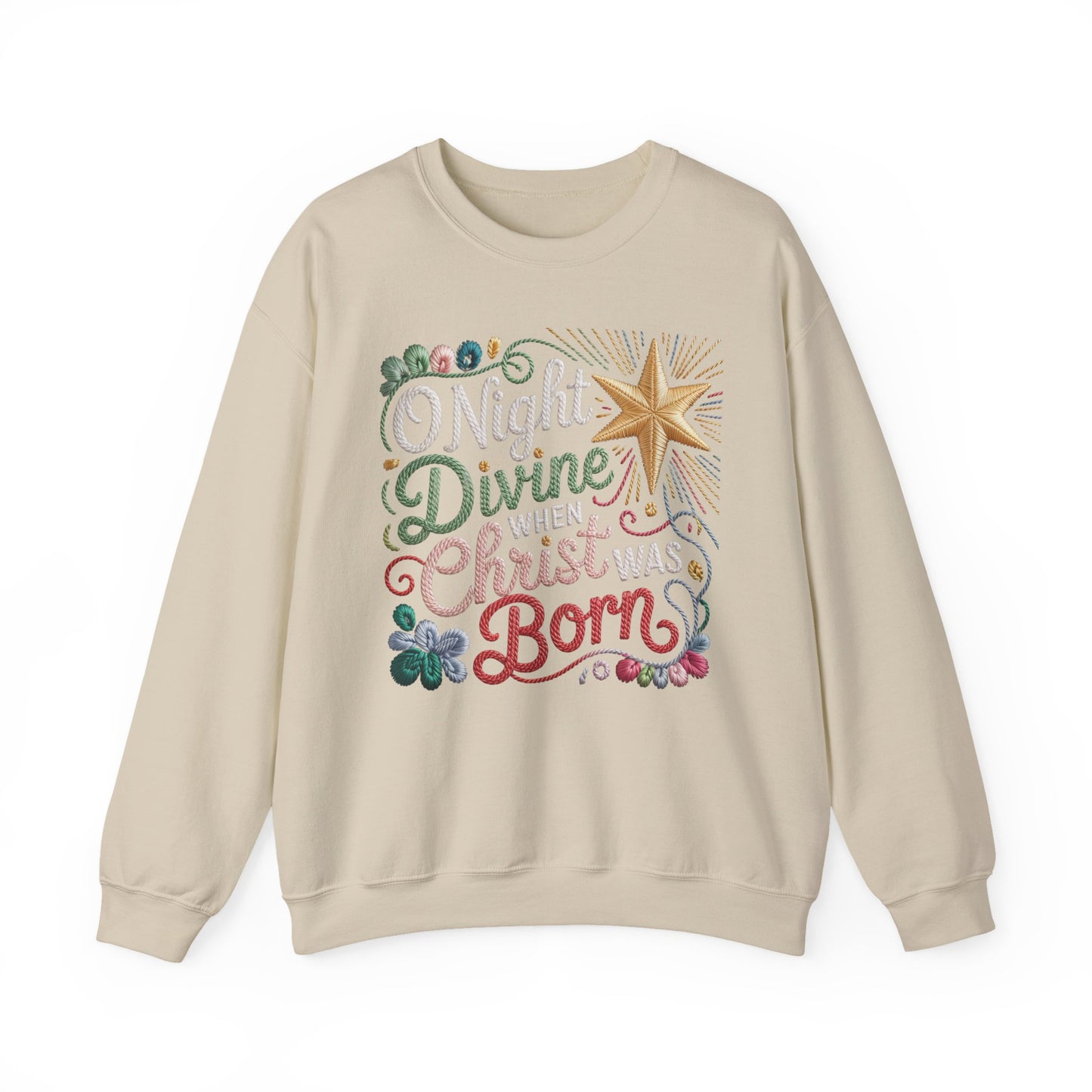 O Holy Night Divine Christmas Star Holiday Sweatshirt Christmas Crewneck