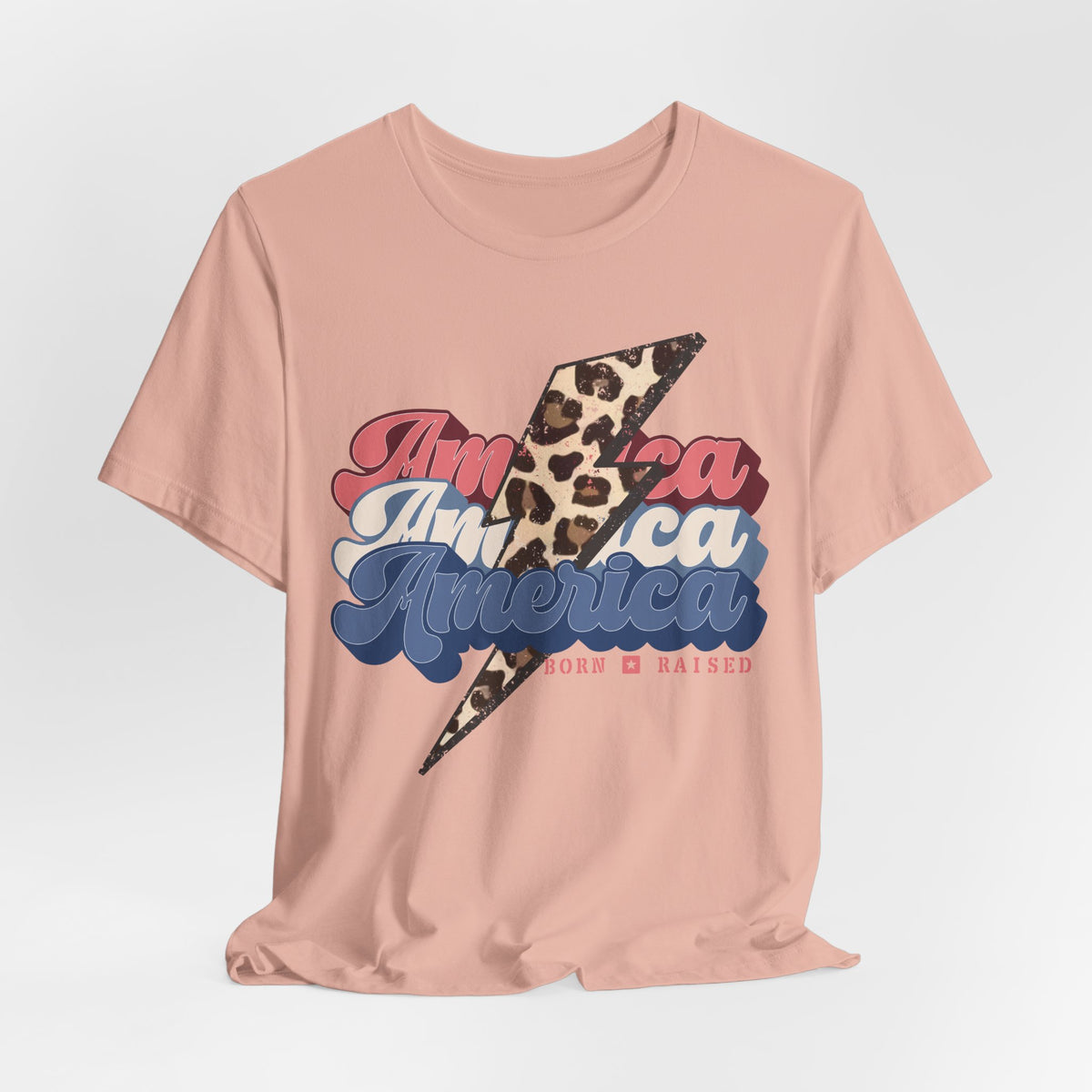 Patriotic Leopard Print America, Born & Raised - Graphic Tee